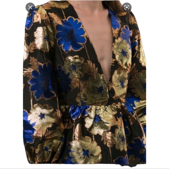 NWT ALICE MCCALL Night Light Metallic Floral Long Sleeve Mini Dress US 8 AU 12 - Picture 5 of 15